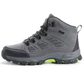Grey high-top outdoor hiking boots with fluorescent green accents and anti-slip soles - 39 / Dark Gray For Men