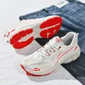 Fashionable white sneakers with red accents and mesh details in a casual street style - 36 / Gray Red