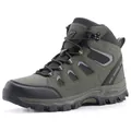Army green and black high-top hiking boots with non-slip rubber soles for outdoor trekking - 39 / Dark Green
