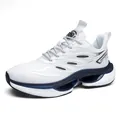 Chaussures de running pour hommes en mesh blanc avec coussin d'air bleu et logo JUHONG - EU 36 / Blanc Bleu