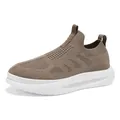Brown breathable slip-on mesh sneakers for men with thick white cushioned sole - EU 39 / Khaki