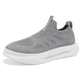 Men's breathable grey fly-knit slip-on sneakers with lightweight white soles - EU 39 / Gray