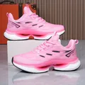 Chaussures de running roses respirantes pour femmes avec semelle épaisse amortissante - EU 36 / Rose Clair