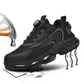 Black safety shoes with steel toe protection and rotating buckle for men and women - EU 36 / Black