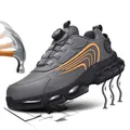 Grey steel toe safety shoes with orange accents and quick-lacing dial closure - EU 36 / Gray