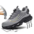 Grey safety shoes with steel toe protection and quick rotary dial lacing system - EU 36 / Gray
