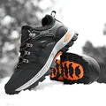 Winter high-top snow boots in black and orange with warm plush lining for outdoors - 36 / Black