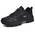 Men's outdoor sports hiking shoes in deep black with MD anti-slip rubber sole - 40 / Outdoor Hiking Style / Black