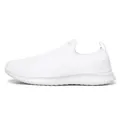 Breathable white knit slip-on sneakers with elastic sock collar and foam sole - White