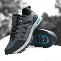 Winter outdoor high-top hiking boots in grey and blue with warm plush lining - 39 / Gray