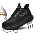 All-black steel toe safety shoes with puncture-proof mesh and non-slip MD sole - EU 36 / Black