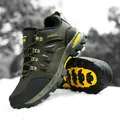 Army green winter hiking boots with warm fleece lining and yellow anti-slip rubber sole - 39 / Army Green