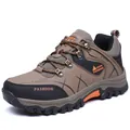 Men's outdoor hiking shoes in brown and black with durable MD sole and orange accents - 39 / Khaki (8517)