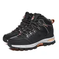 Winter outdoor hiking boots in black and orange with warm fleece lining for men and women - 36 / Black