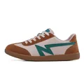 Vintage low-top sneakers in beige leather with brown suede trim and gum soles - 37 / Brown
