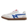 Retro low-top sneakers in white and blue with suede panels and brown gum soles - 36 / White