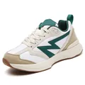 Retro low-top sneakers in white and beige leather with distinctive green M logo design - EU 36 / Green Cream White Patchwork