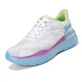 Dames hardloopschoenen van ademend mesh in wit en groen met dikke blauwe plateauzolen - EU 35 / Maanblauw