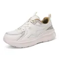 Baskets à plateforme blanc et beige en maille respirante avec détails marrons - EU 35 / Beige Khaki