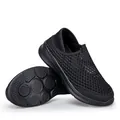 Lightweight breathable black mesh slip-on walking shoes with non-slip rubber soles - EU 39 / Black