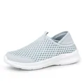 Lightweight light grey mesh slip-on walking shoes with breathable holes and white sole - EU 36 / Light Gray