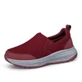 Slip-on breathable walking shoes for elderly in burgundy with mesh and leather finish - EU 35 / Wine Red (Women)
