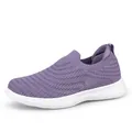 Slipper Walkingschuhe für Senioren in Lila, atmungsaktives Strickgewebe mit weißer Sohle - EU 35 / Lila