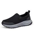 Men's slip-on walking shoes in black mesh with thick grey EVA cushioning sole - EU 35 / Women's Black