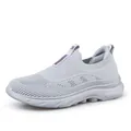 Light gray breathable slip-on mesh walking shoes for women with purple details - EU 36 / Light Gray