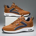 Brown casual men's sneakers featuring retro wavy lines and visible air cushion sole - EU 40 / Brown
