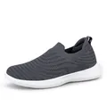 Damen und Herren Slip-on Wanderschuhe in Dunkelgrau mit atmungsaktivem Strickgewebe - EU 39 / Dunkelgrau