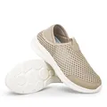 Lichte beige slip-on mesh wandelschoenen met ademende gaten en dikke witte zolen - EU 39 / Khaki