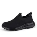 Men's slip-on walking shoes in black breathable knit fabric with a durable foam sole - EU 36 / Women's Black