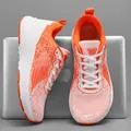 Baskets en maille respirante orange et blanc avec semelle épaisse pour hommes et femmes - 36 / Orange