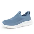 Grey-blue slip-on walking shoes for seniors with breathable knit mesh and white sole - EU 39 / Men's Blue