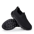 Scarpe da camminata nere slip-on con tomaia in maglia traspirante e suola spessa antiscivolo - Nero Uomo