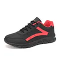Men's casual sneakers in black and red finish with lightweight fashion design - EU 39 / Black