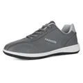 Graue Herren Freizeitschuhe aus Leder mit weißer rutschfester Gummisohle und Schnürung - EU 39 / Grau