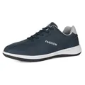 Marineblaue Herren-Sneaker aus Kunstleder mit weißem Fashion-Schriftzug an der Seite - EU 39 / Blau