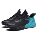 Classic black and blue gradient breathable mesh running shoes with cushioning soles - EU 36 / Black Cyan Green