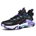 Breathable basketball shoe in black and purple with rotary buckle fastening system - 36 / Black Orange Red