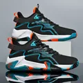 Men's mesh basketball sneakers in black with tiffany blue and orange accents - 39 / Black Cyan Green