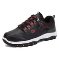 Outdoor hiking shoes in black and red featuring breathable mesh and non-slip rubber soles - EU 38 / Black