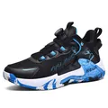 Black basketball sneaker with blue accents featuring a convenient rotary buckle closure - 40 / Black Sky Blue