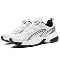 Men's breathable mesh sneakers in black and white with convenient rotary buckle closure - EU 36 / White Black