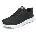 Klassieke heren sneakers van zwart ademend mesh met comfortabele witte dempende zolen - EU 38 / Zwart & Wit