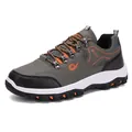 Men's outdoor hiking shoes in dark grey and green with orange accents and mesh - EU 38 / Green