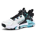White and black basketball shoe with cyan accents and a quick dial lacing system - 36 / White Cyan Moon
