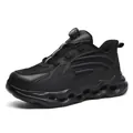 Black safety work shoe with breathable mesh upper and innovative rotary buckle system - EU 36 / Black