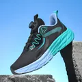 Black lightweight running shoes with rotary buckle and gradient sole on stone - 36 / Black Purple